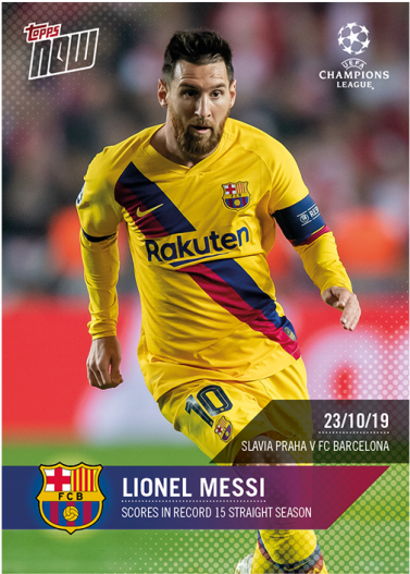 Lionel Messi F C Barcelona Yellow Kit Topps Now Card