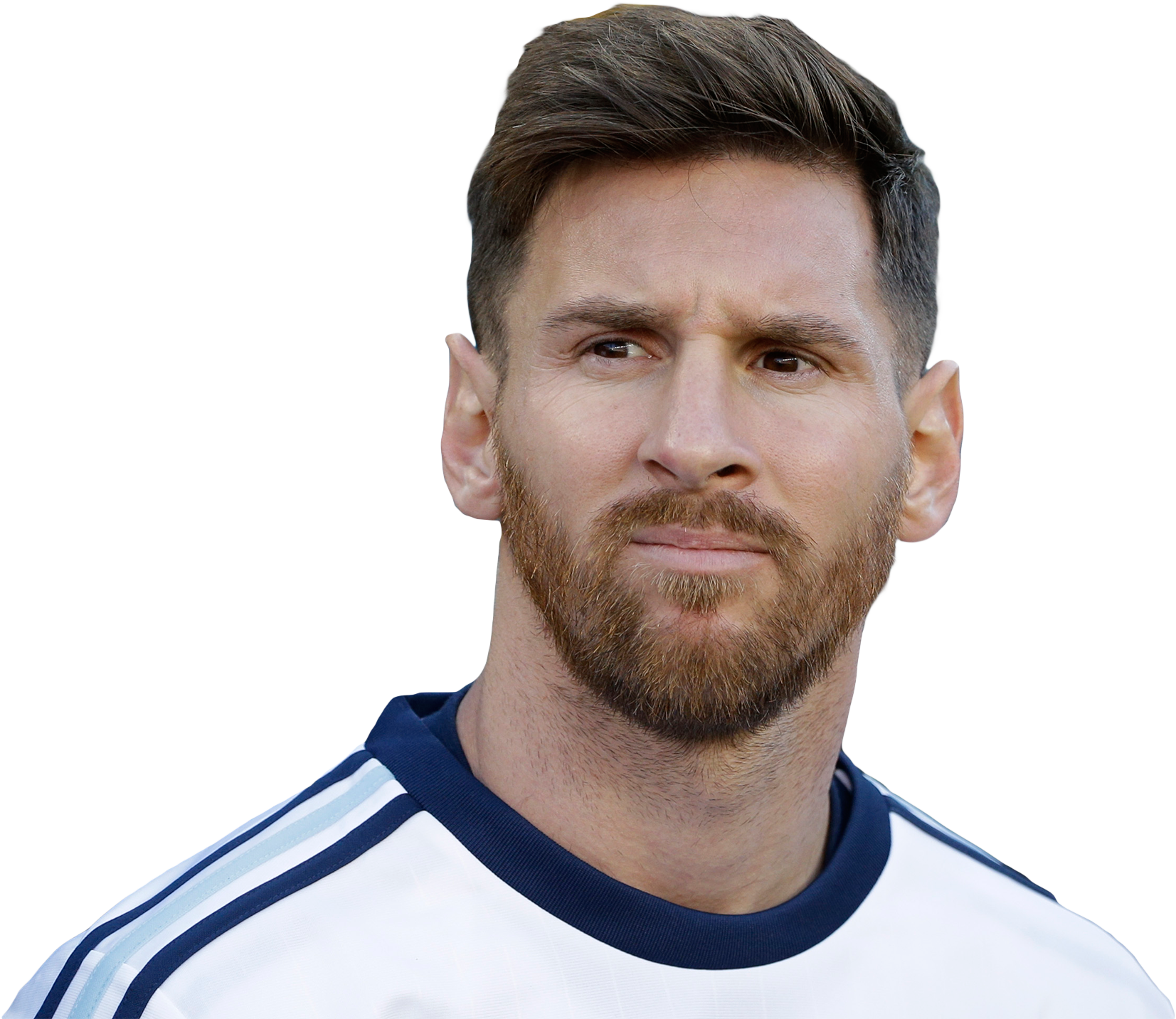 Lionel Messi Portraitin Argentina Jersey PNG with transparent background