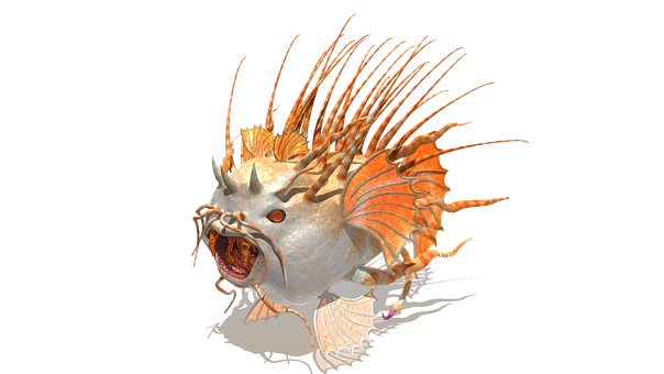 Lionfish_ Illustration_ Black_ Background PNG with transparent background