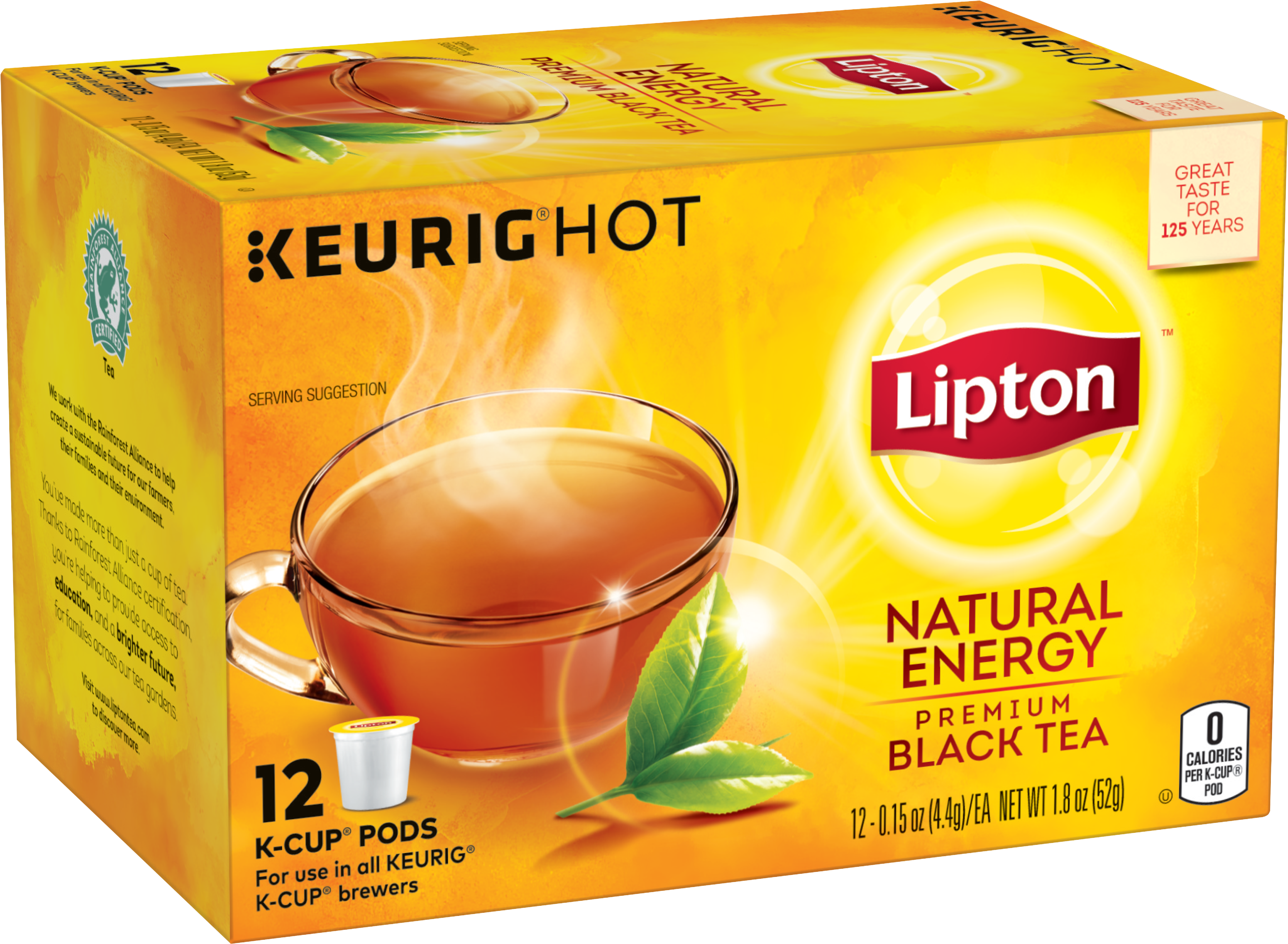 Lipton Natural Energy Black Tea K Cup Pods Box