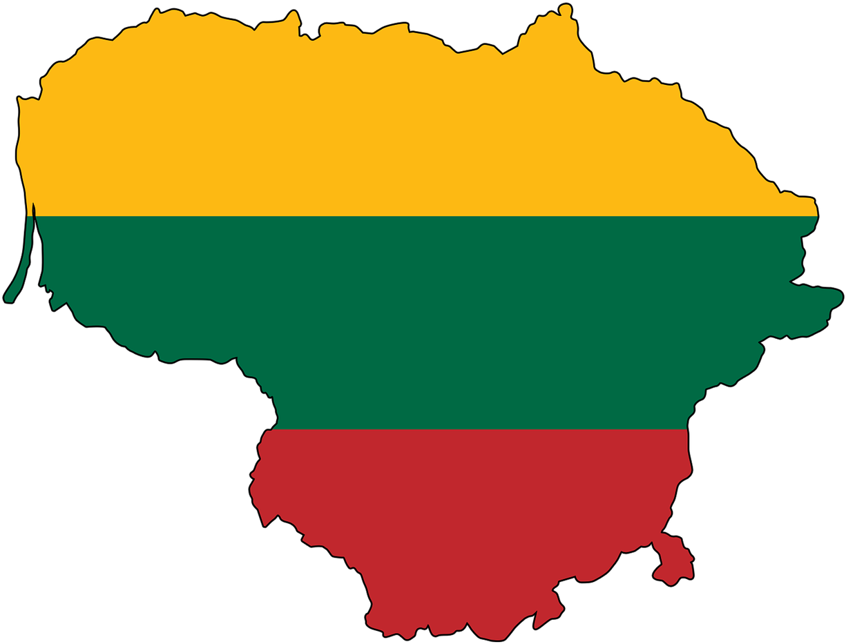 Lithuania Map Outlined With Flag Colors