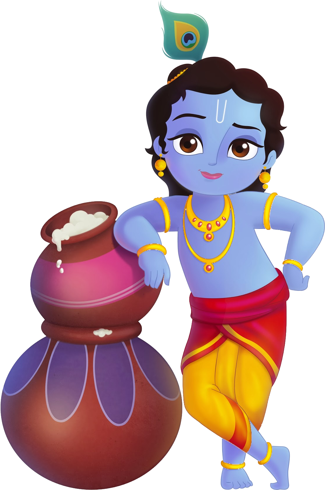 Little Krishna Butter Pot Illustration