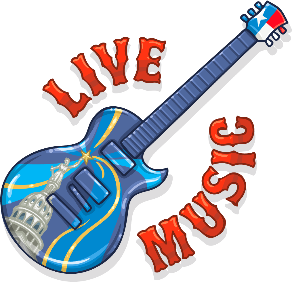 Live Music Guitar Illustration PNG with transparent background