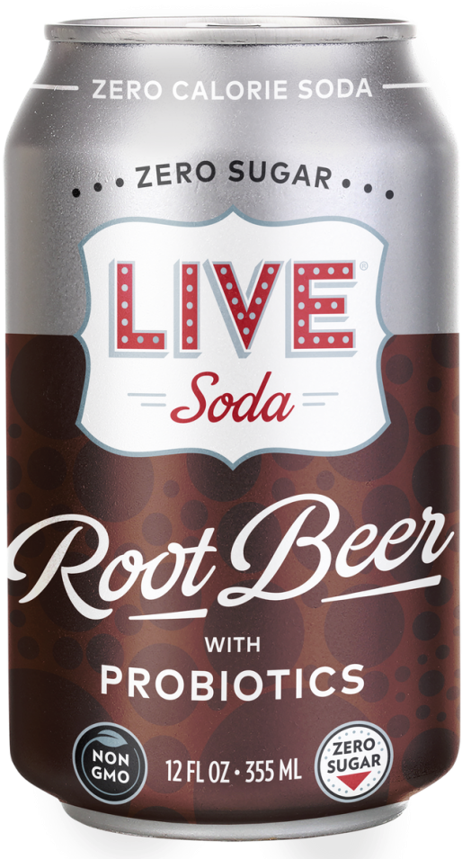 Live Soda Root Beer Probiotics Can PNG with transparent background