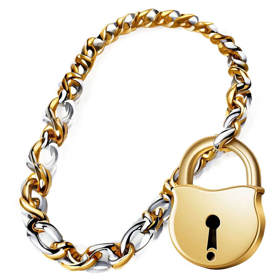 Lock Gold Necklace Png 06122024