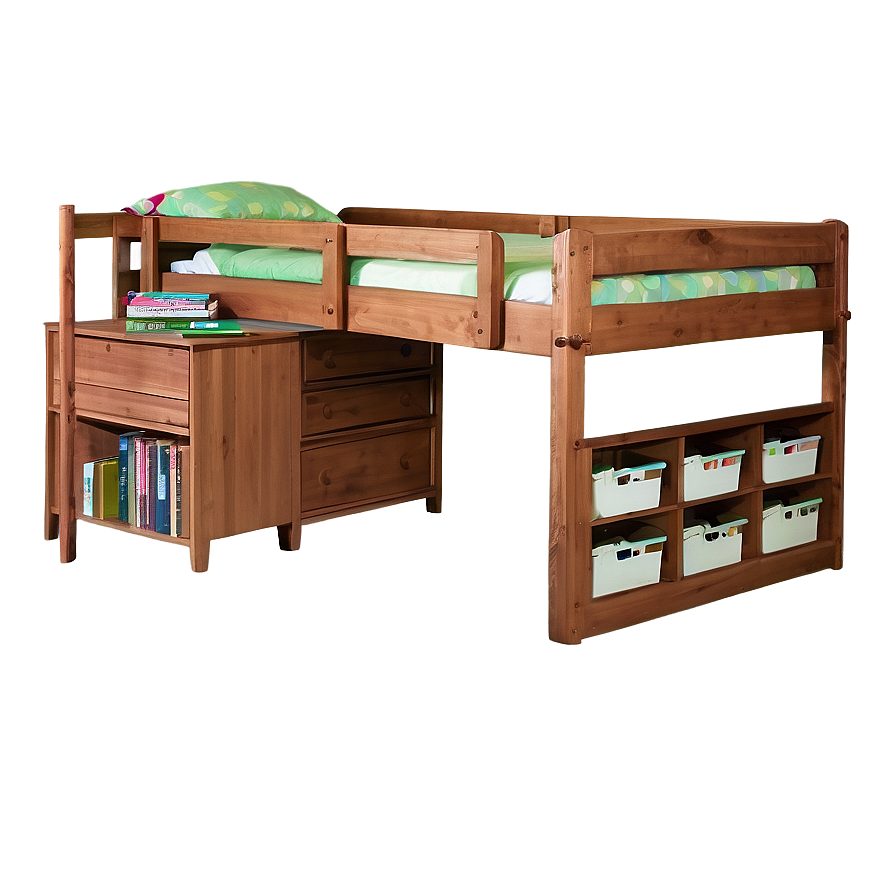 Loft Bed with Desk PNG 05042024 PNG with transparent background