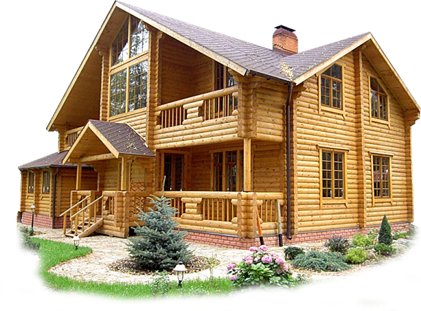 Log Cabin Exterior Design PNG with transparent background