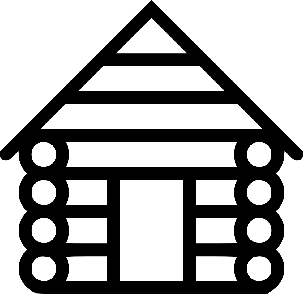 Log Cabin Icon Outline PNG with transparent background