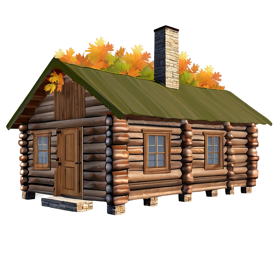 Log Cabin In Fall Foliage Png 19