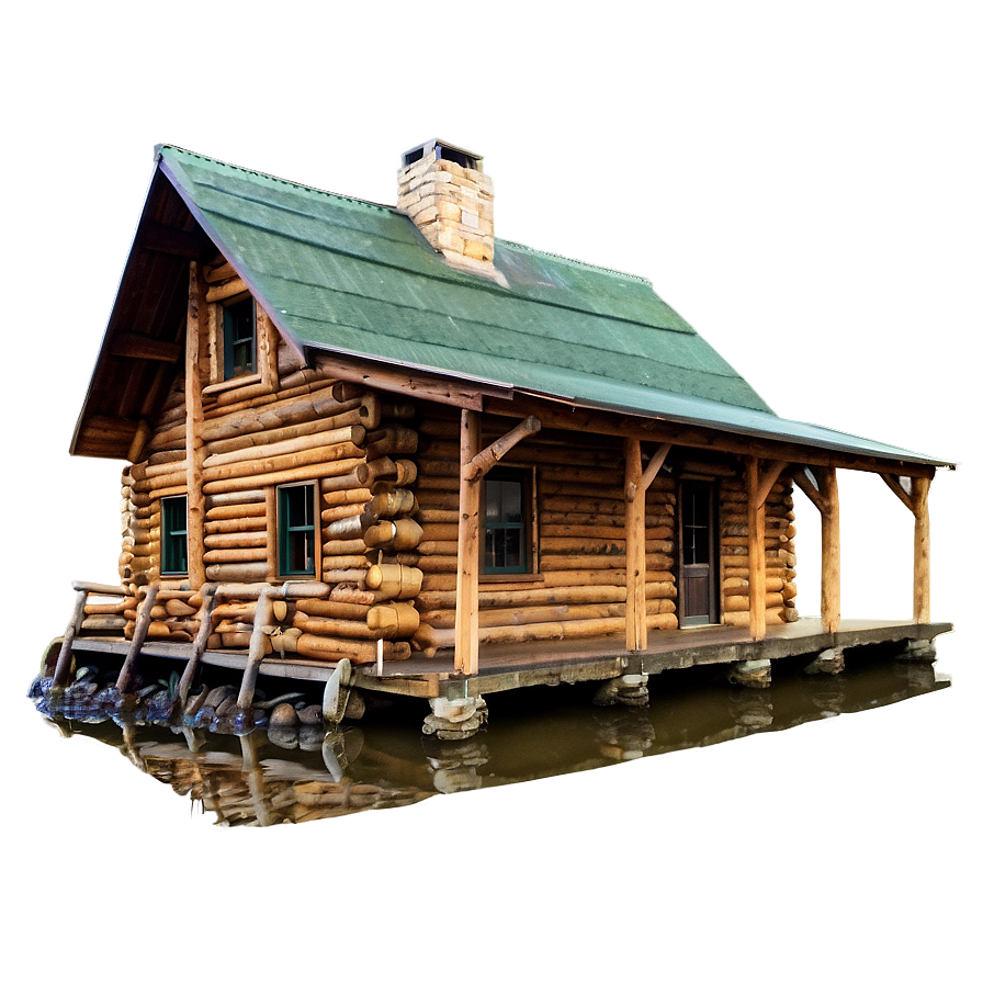 Log Cabin On The River Png Mfs37