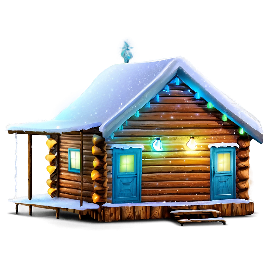 Log Cabin With Christmas Lights Png 06122024