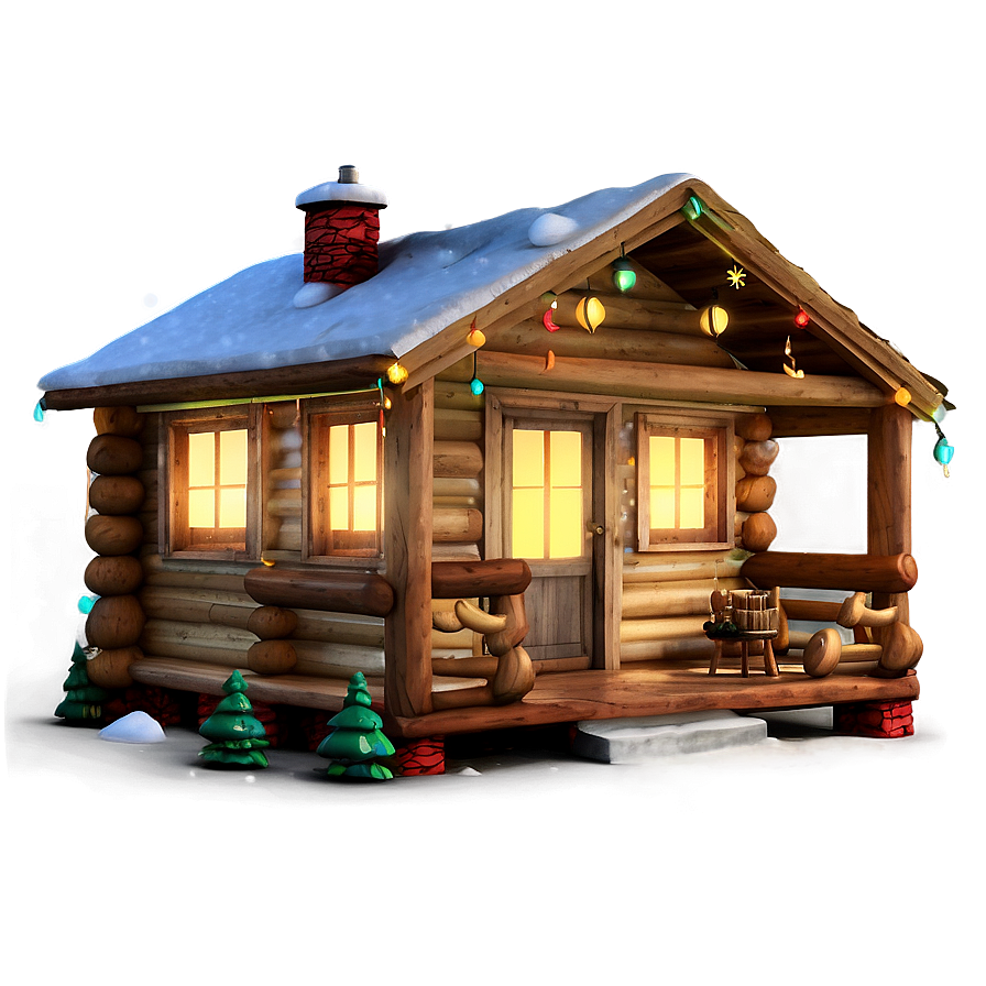 Log Cabin With Christmas Lights Png 06122024