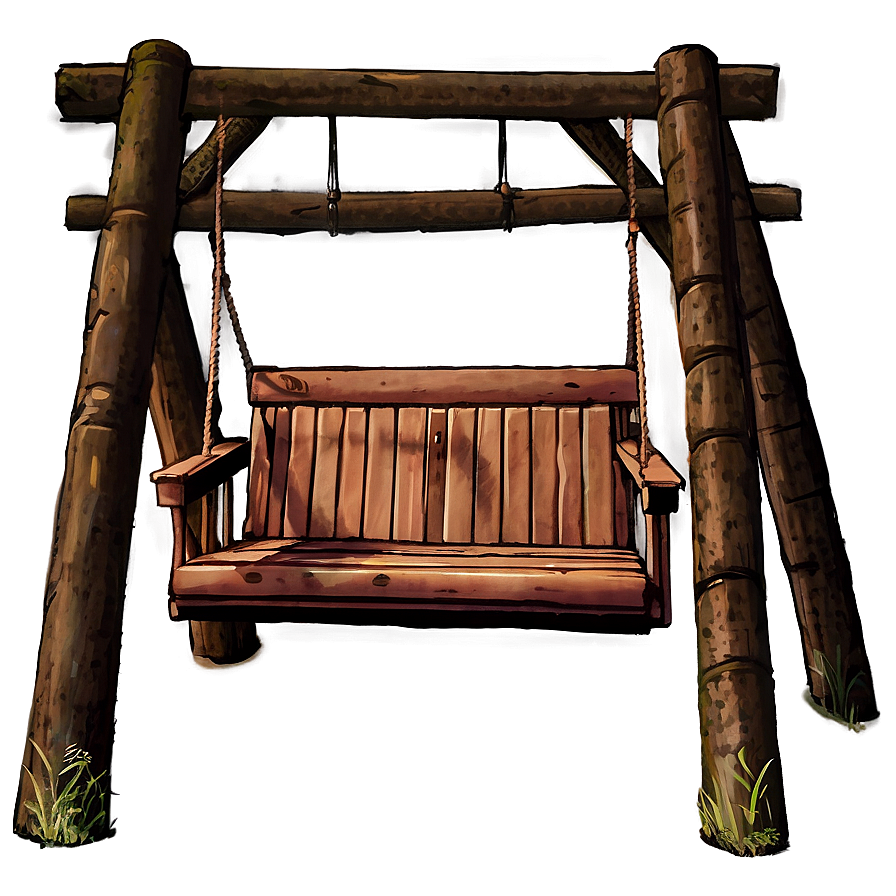 Log Cabin With Porch Swing Png Odh15