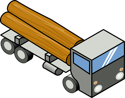 Logging Truck Illustration PNG with transparent background