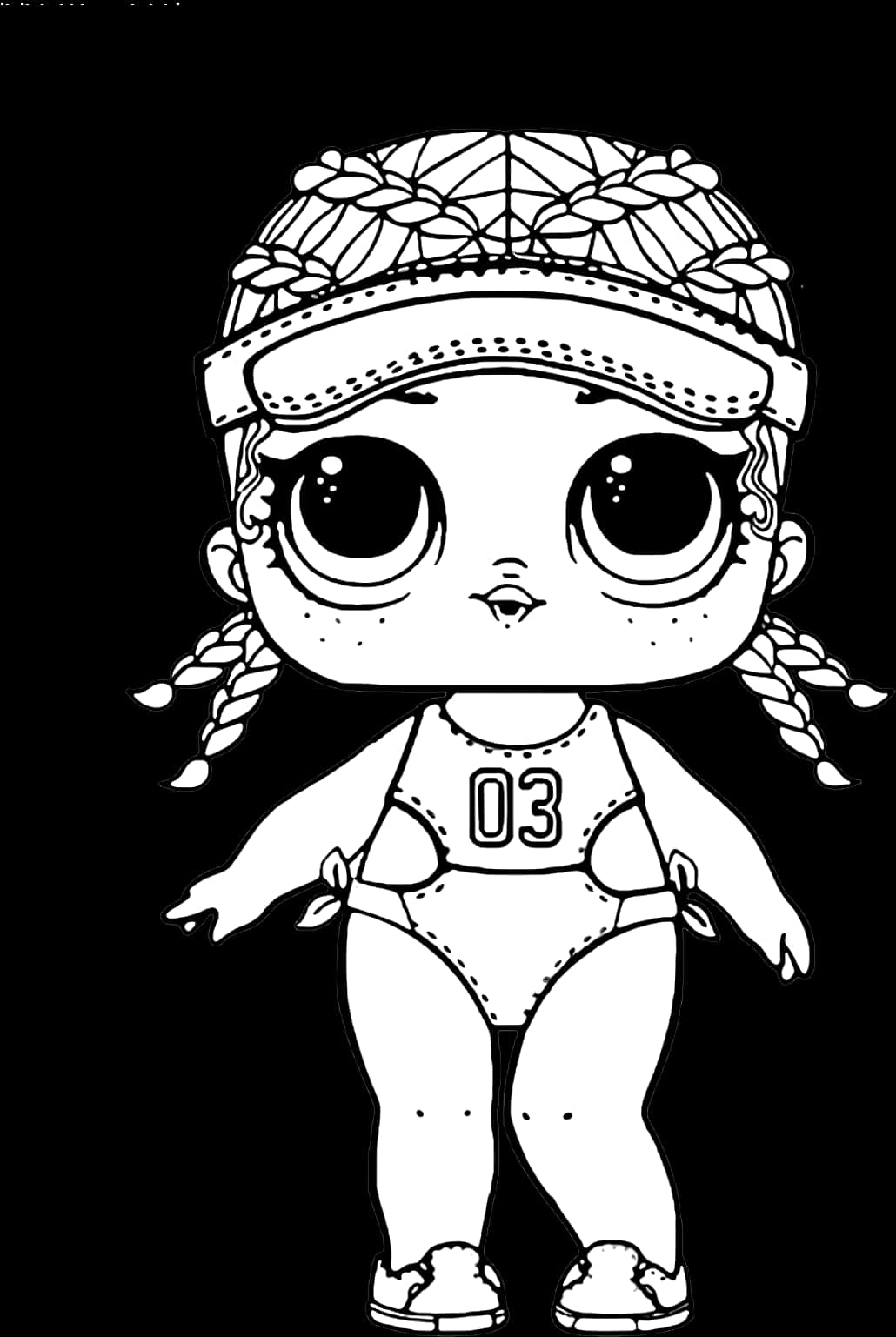 Lol Doll Sporty Blackand White Illustration