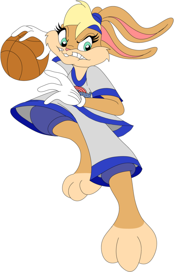 Lola_ Bunny_ Basketball_ Pose_ Space_ Jam PNG with transparent background