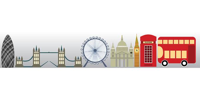 London Landmarks Vector Illustration PNG with transparent background
