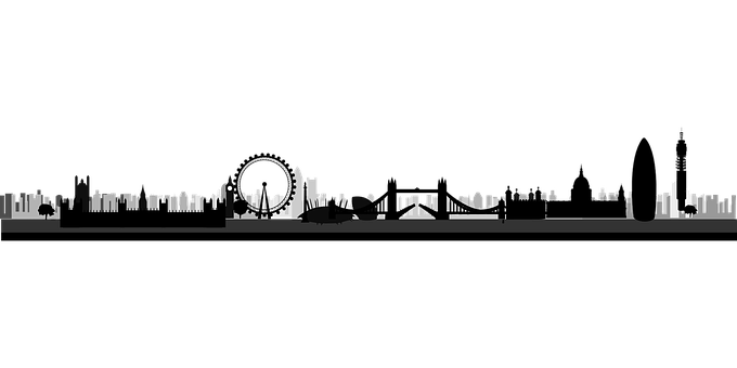 London Skyline Silhouette PNG with transparent background