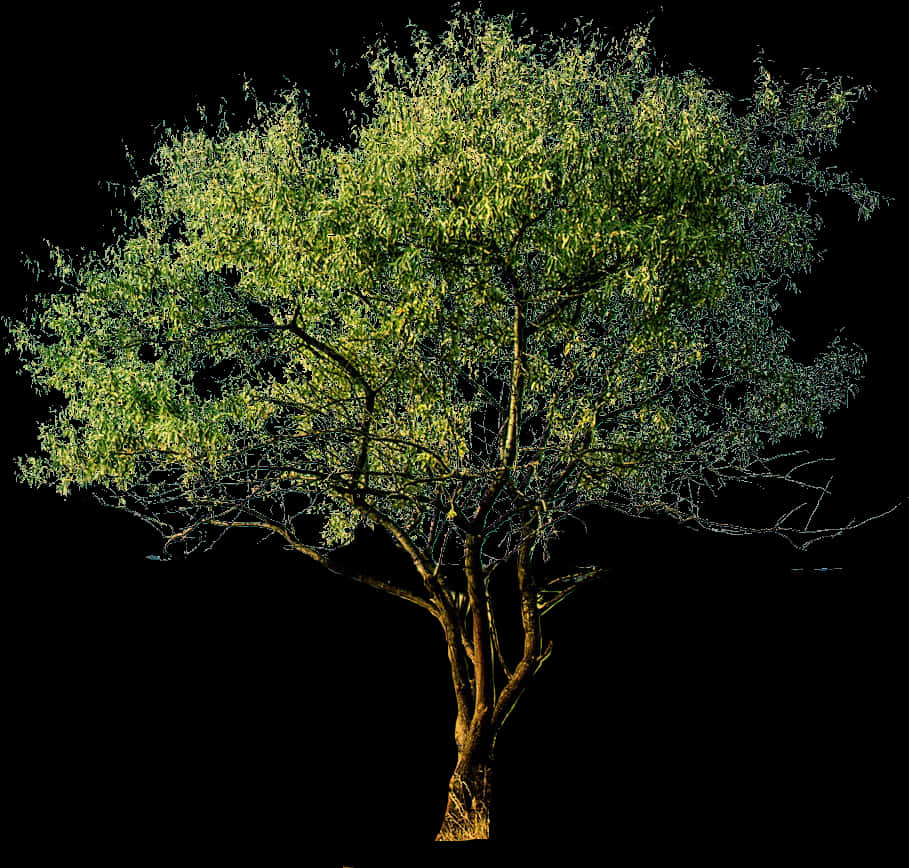 Lone Tree Against Night Sky