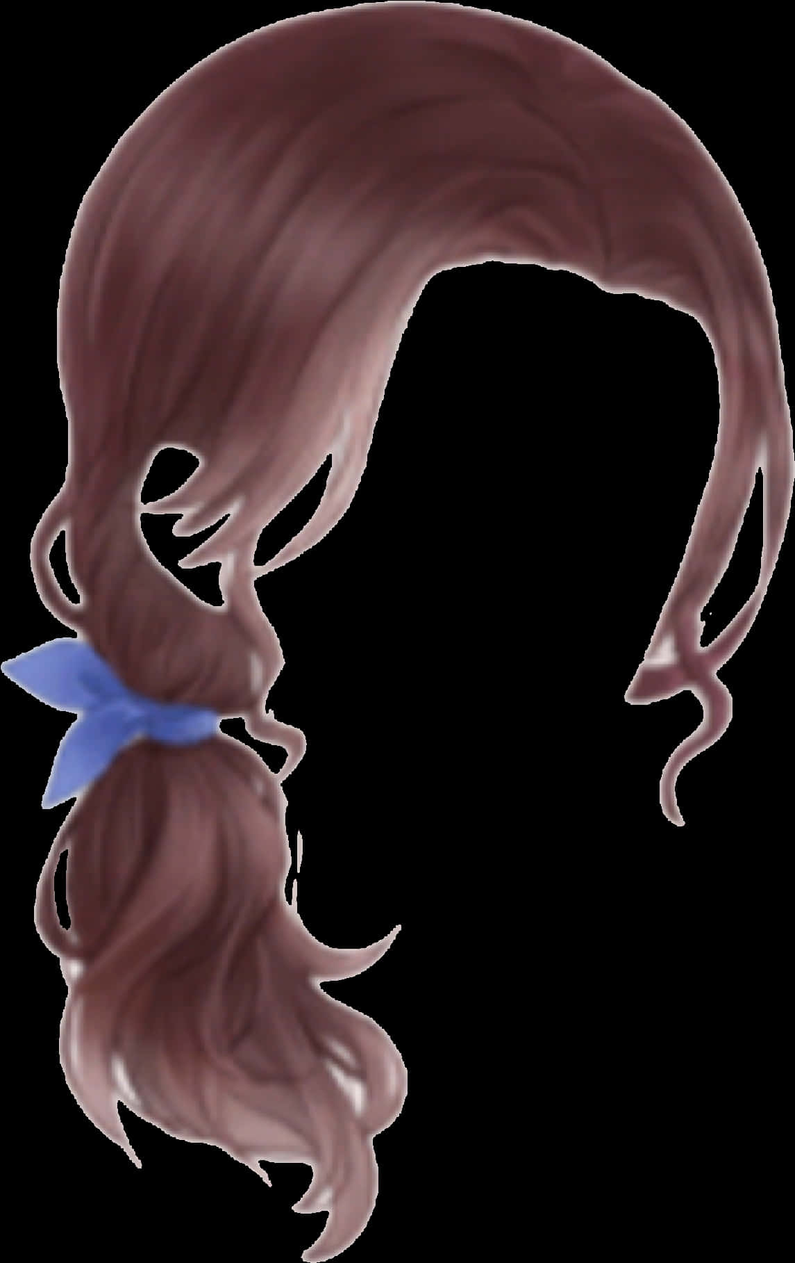 Long Brown Hairwith Blue Bow