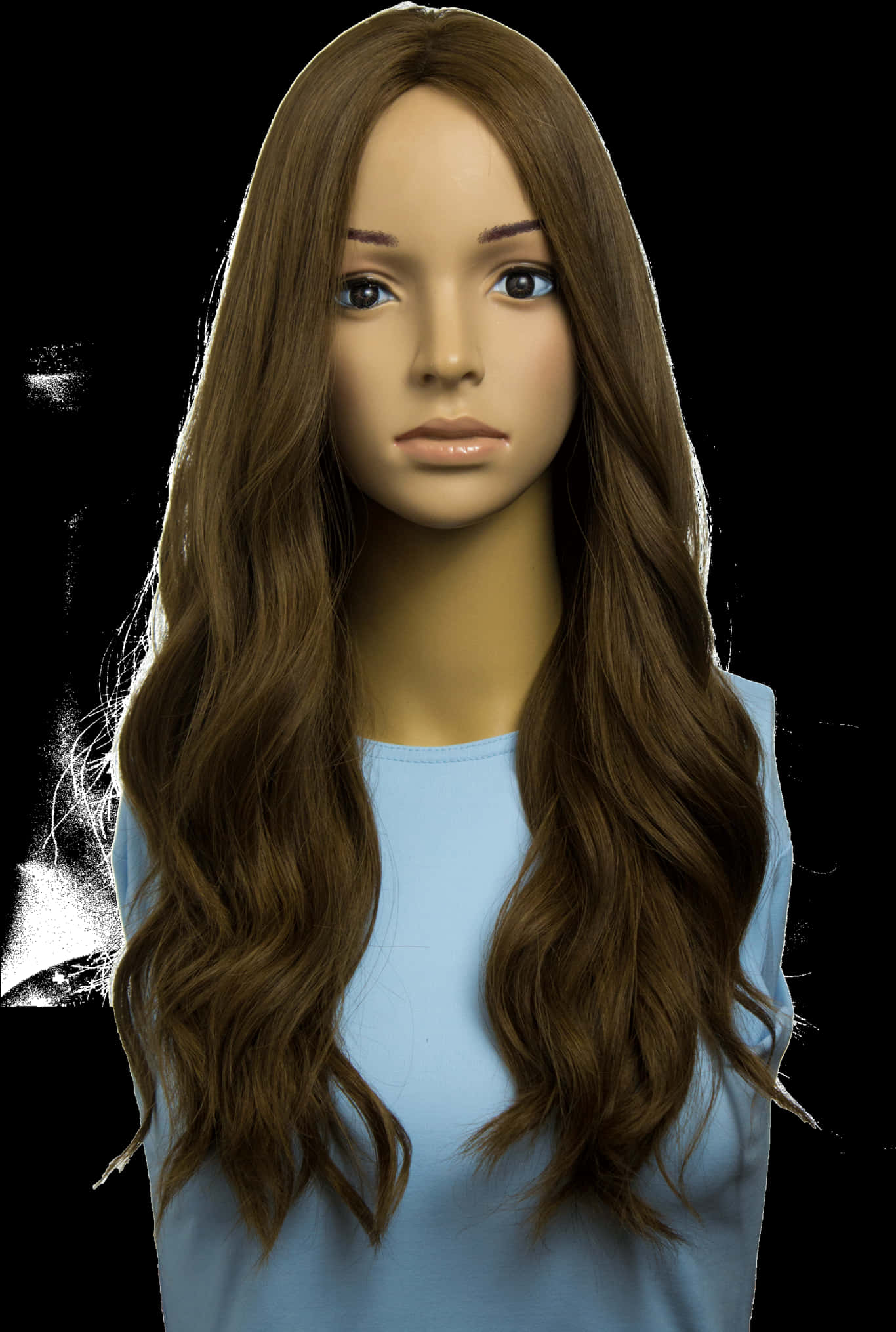 Long Brown Wavy Wig Mannequin