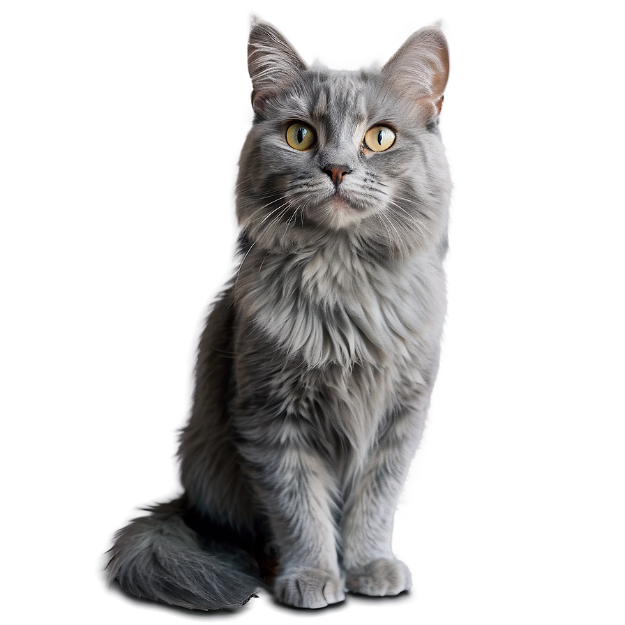 Long-haired Grey Cat Png Yjo