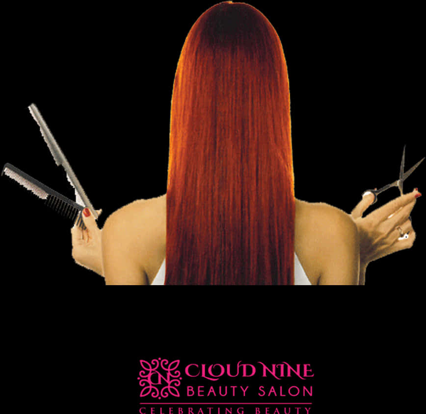 Long Red Hair Beauty Salon Ad