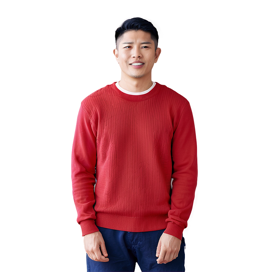 Long Sleeve Red Sweater Png 06292024