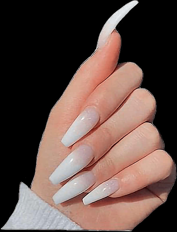 Long Stiletto Nails White Glitter