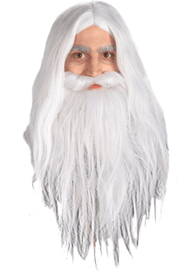 Adult Gandalf Beard & Wig Set - Gandalf Beard PNG image with a transparent background, free high-resolution download