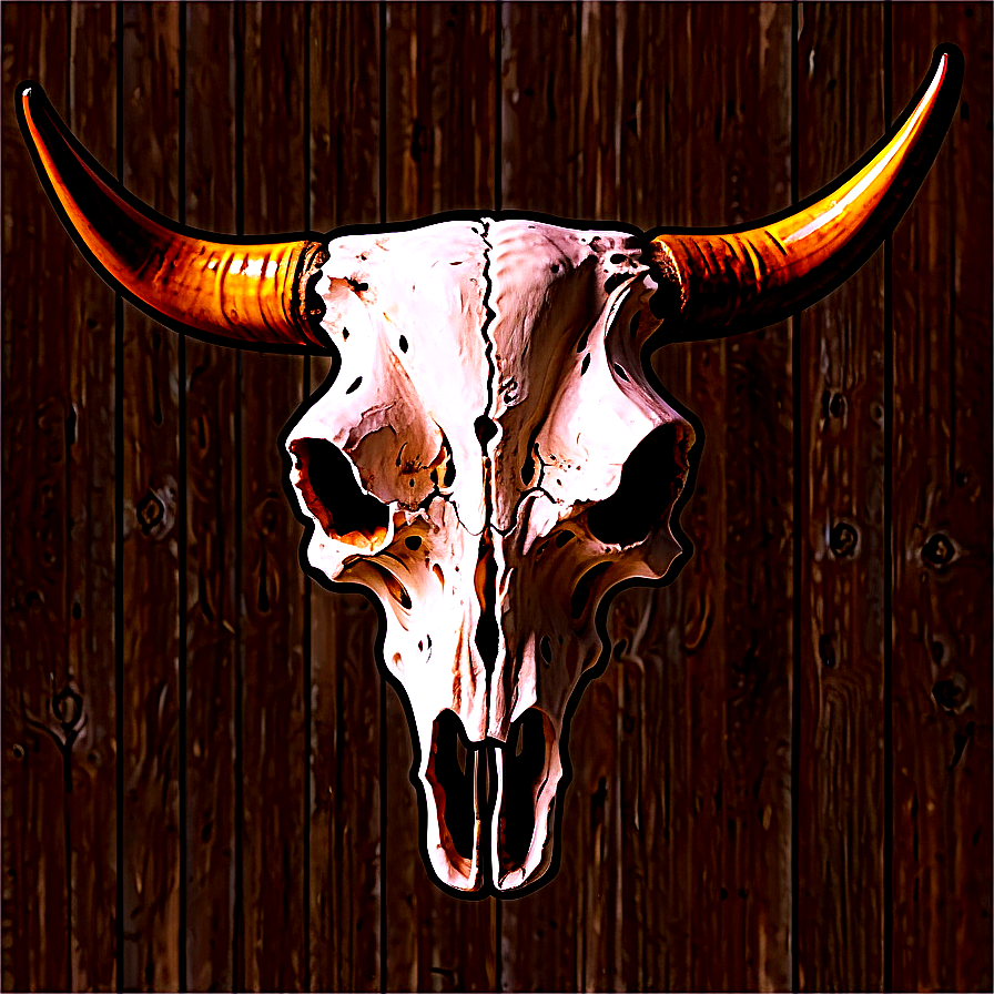 Longhorn Skull On Wood Background Png Oir