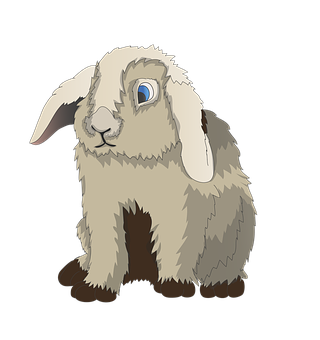 Lop Eared Rabbit Illustration PNG with transparent background