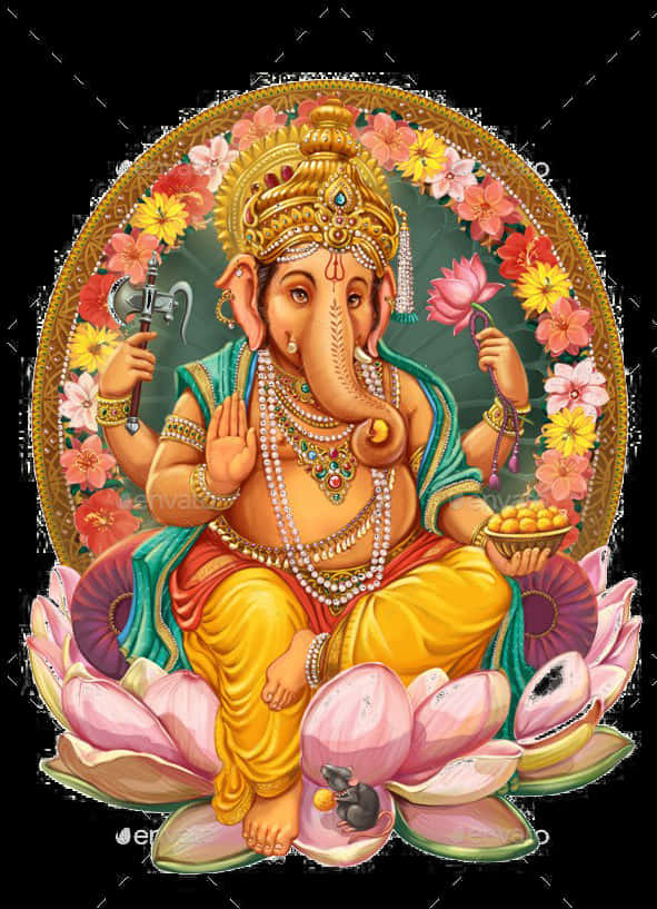 Lord Ganesh Seatedon Lotus