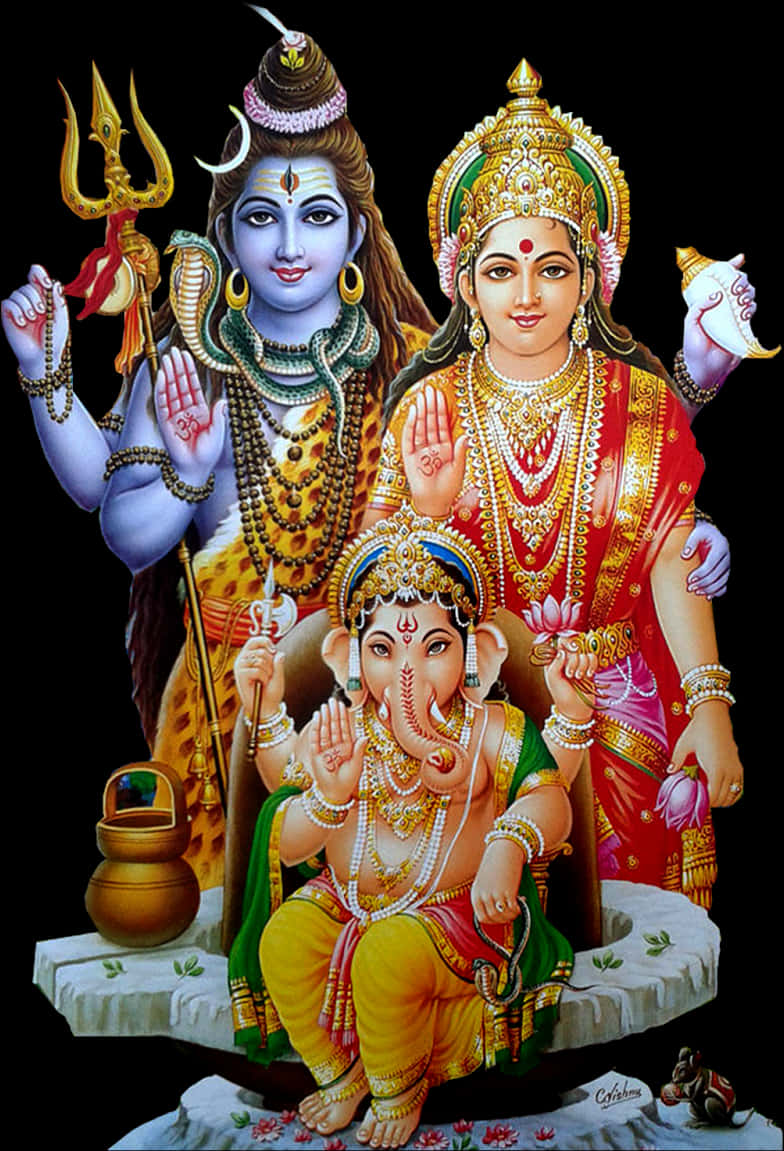 Lord Shiva Family Traditional Art