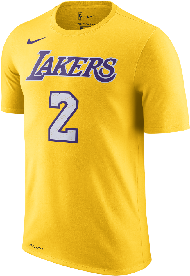 Los Angeles Lakers Yellow Nike T Shirt Number2