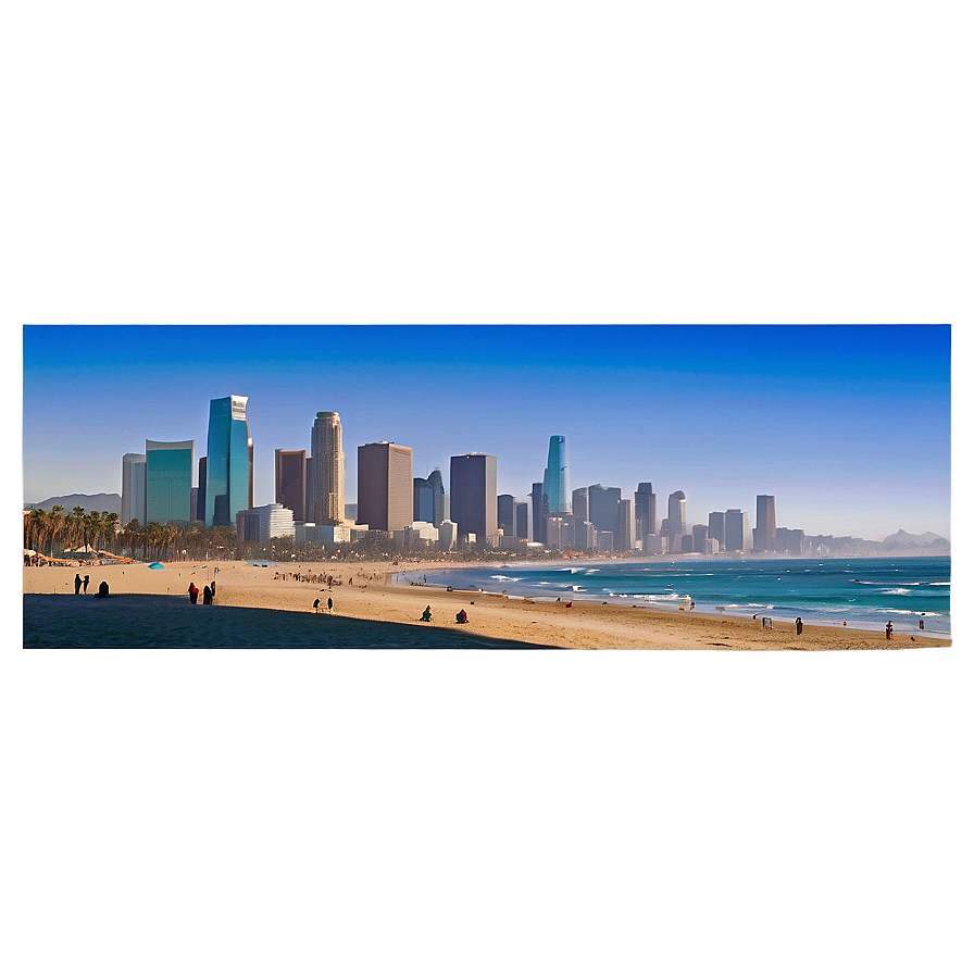 Los Angeles Skyline From Santa Monica Pier Png Qds58