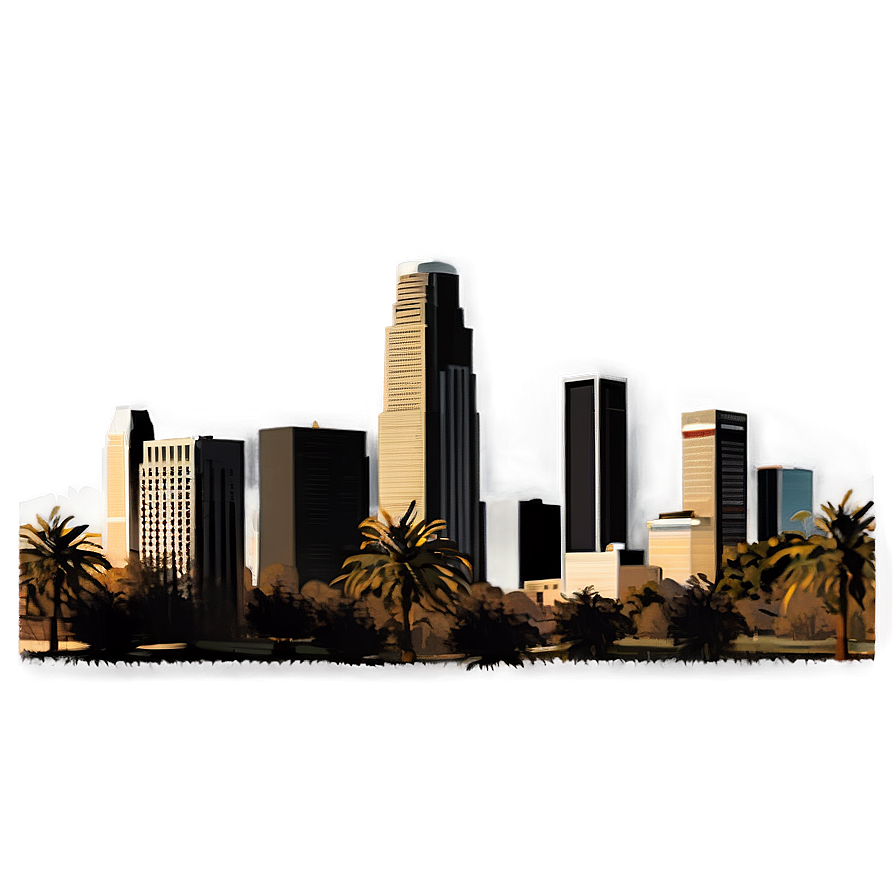 Los Angeles Skyline In Winter Png Ref79