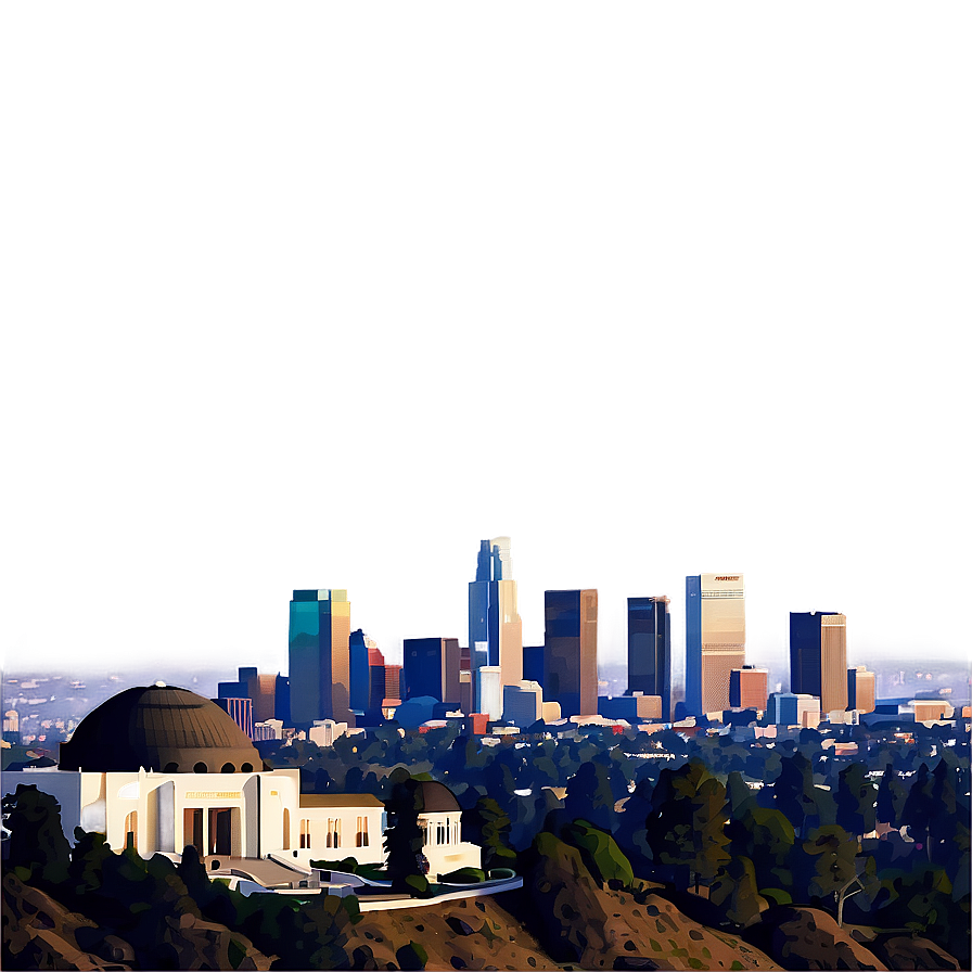 Los Angeles Skyline With Griffith Observatory Png 06252024