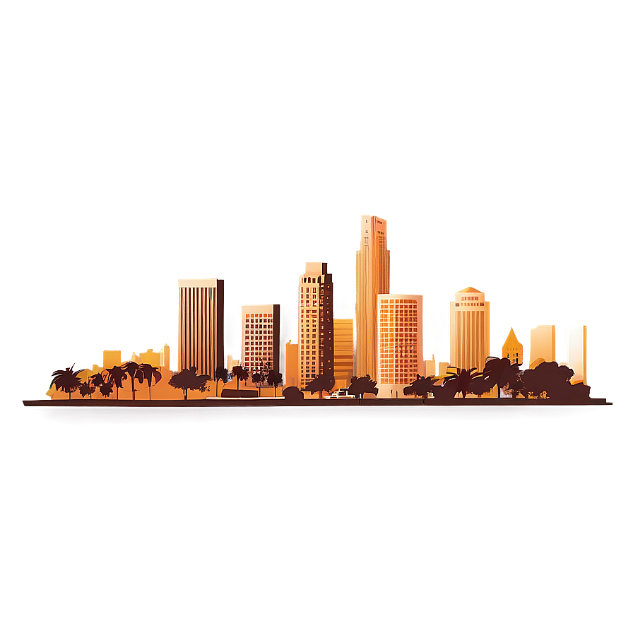 Los Angeles Skyline With Landmarks Png 6