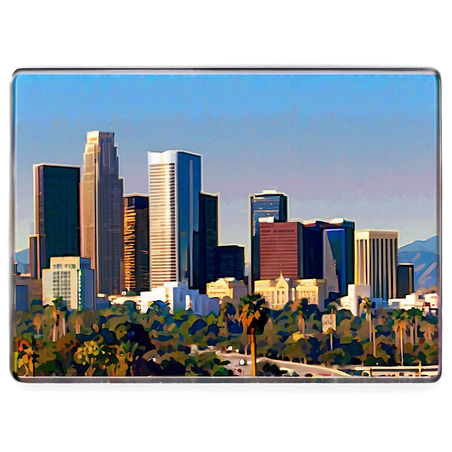 Los Angeles Skyline With Mountains Png 23