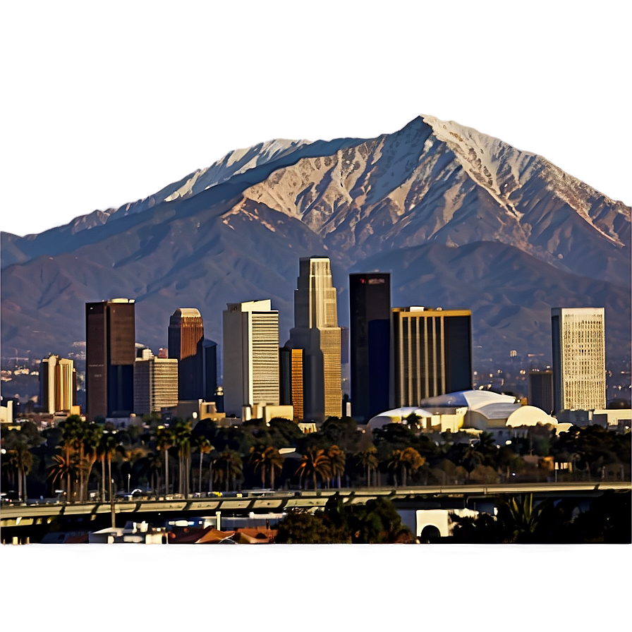 Los Angeles Skyline With Mountains Png 60