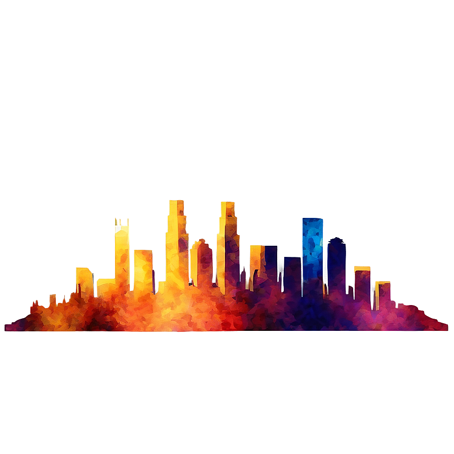 Los Angeles Skyline With Sunset Colors Png 54