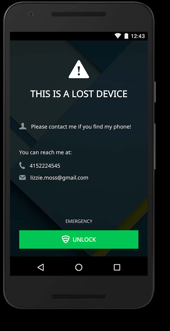 Lost Device Contact Info Screen