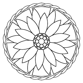 Lotus Mandala Coloring Page PNG with transparent background