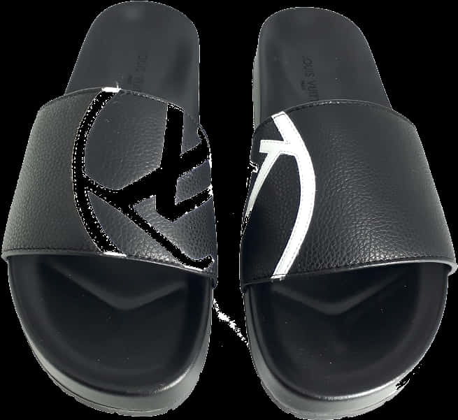 Louis Vuitton Black Slide - Louis Vuitton Flip Flop Palm, HD Png Download PNG with transparent background