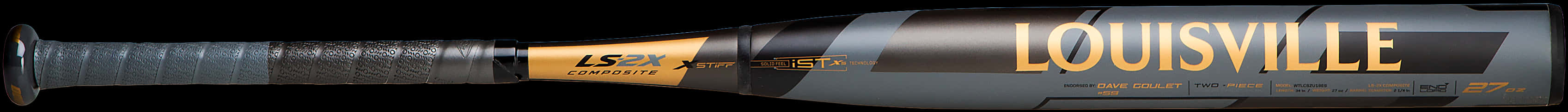 Louisville Softball Bat Blackand Gold PNG with transparent background