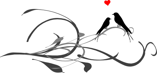 Love Birds On A Branch Clip Art - Love Birds Image Sketch PNG with transparent background