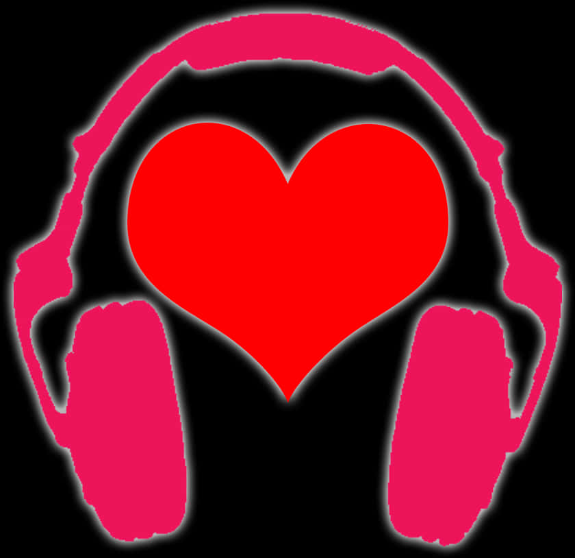 Love Music Headphones Graphic PNG with transparent background
