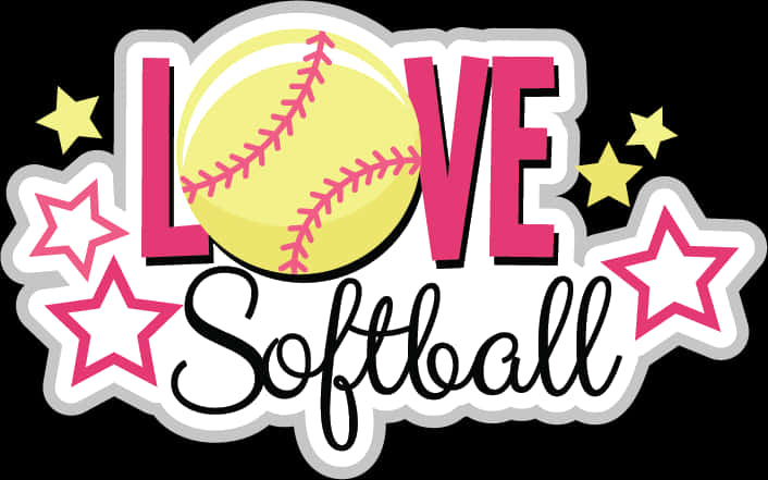 Love Softball Sticker Design PNG with transparent background