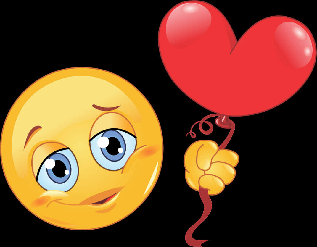 Love Struck Emoji Holding Heart Balloon